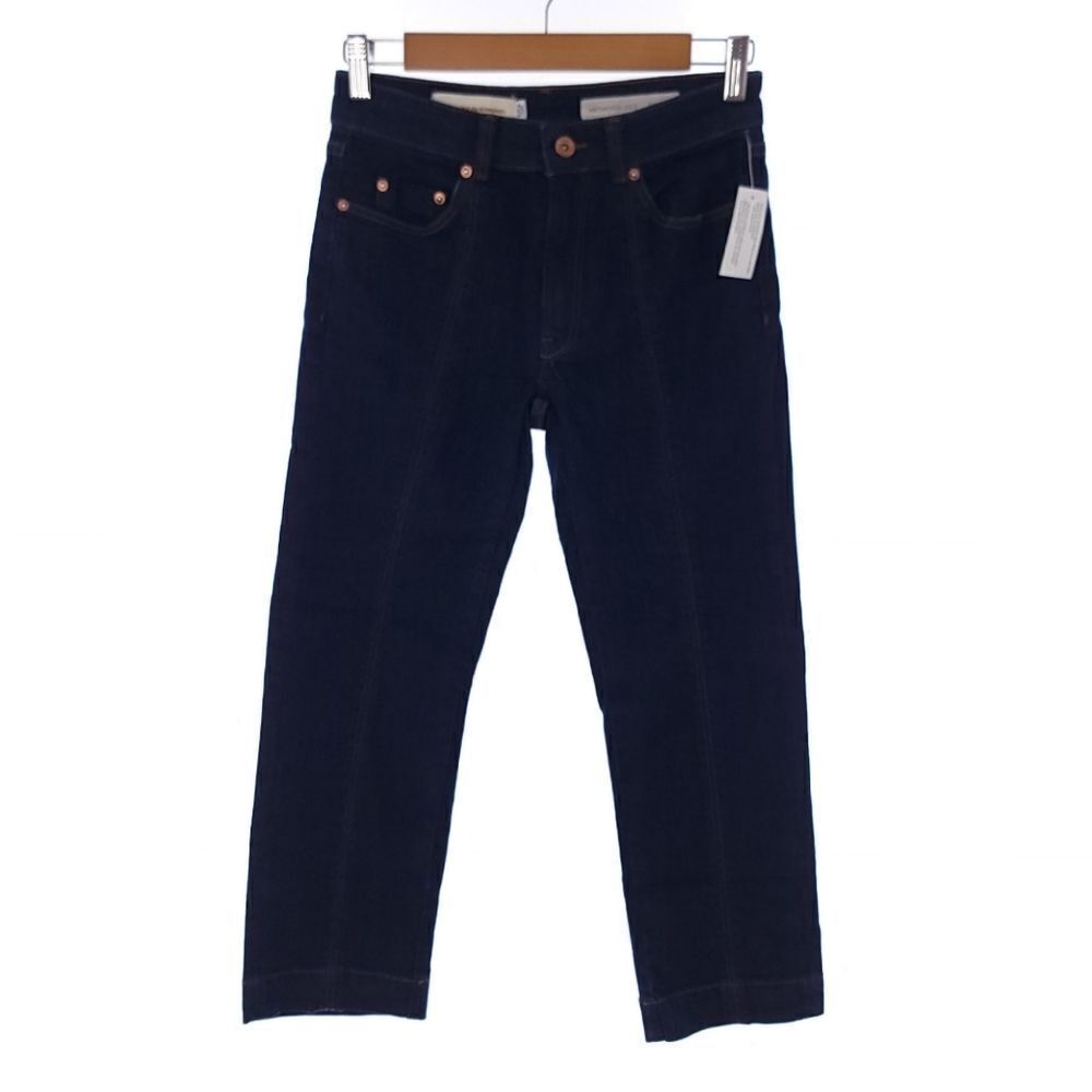 Pilcro and The Letterpress Athropologie Solid Blue Denim Cropped Jeans Womens 25
